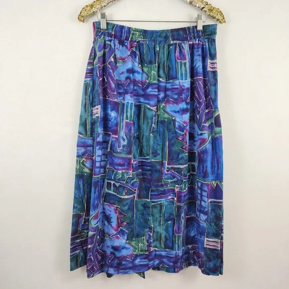 Vintage 90s Penbrooke Lane Geometric Plus Size Midi Skirt Womens Purple sz 16 - Picture 4 of 5